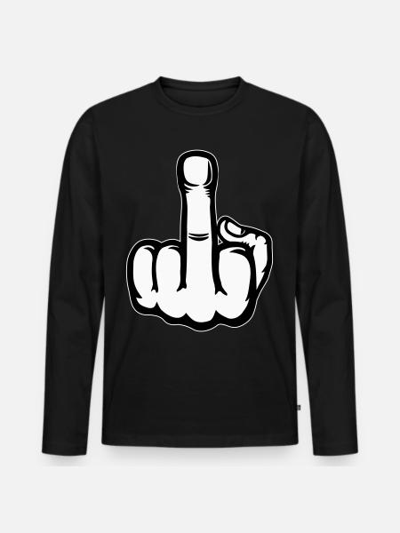 Mittelfinger Hand Symbol - Männer Premium Bio Langarmshirt - Schwarz