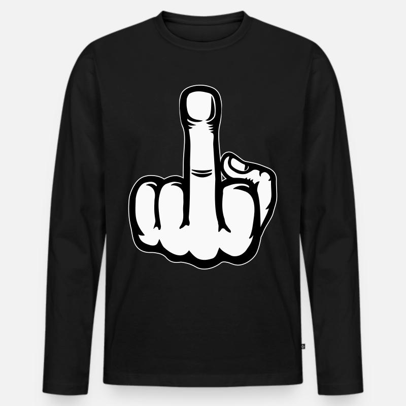 Middle Finger Hand Icon - Men's Premium Organic Long Sleeve Shirt - black