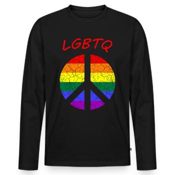 Peace Love LGBTQ CSD - Männer Premium Bio Langarmshirt - Schwarz - Vorne - Nico (187cm)