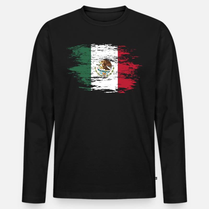 Mexiko Flagge used - Männer Premium Bio Langarmshirt - Schwarz