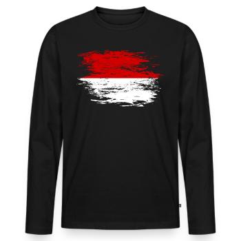 Indonesien Flagge used - Männer Premium Bio Langarmshirt - Schwarz - Vorne - Nico (187cm)