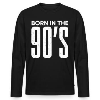 années quatre-vingt-dix - T-shirt manches longues Premium bio Homme - noir - Devant - Nico (187cm)