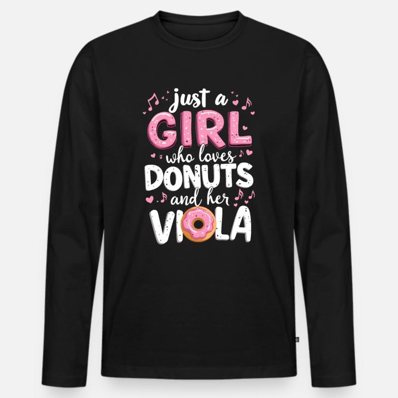 Bratsche Viola Donut Bratschist Love Doughnut - Männer Premium Bio Langarmshirt - Schwarz