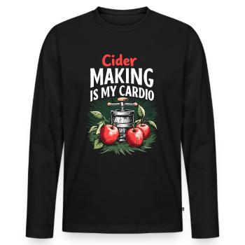 Cidre is my Cardio Fabrication du Cidre Humour - Männer Premium Bio Langarmshirt - Schwarz - Vorne - Nico (187cm)