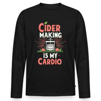 La fabrication du cidre est mon cidre cardio drôle - T-shirt manches longues Premium bio Homme - noir - Devant - Nico (187cm)