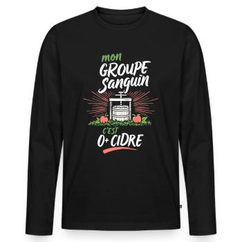 Mon Groupe Sanguin Cidre Humour - Men's Premium Organic Long Sleeve Shirt - black - Front - Nico (187cm)