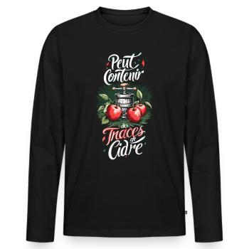 Peut Contenir des Traces de Cidre Cider Fun - T-shirt manches longues Premium bio Homme - noir - Devant - Nico (187cm)