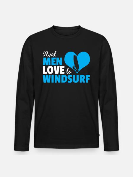 Real Men Love to Windsurfing - Men's Premium Organic Long Sleeve Shirt - black