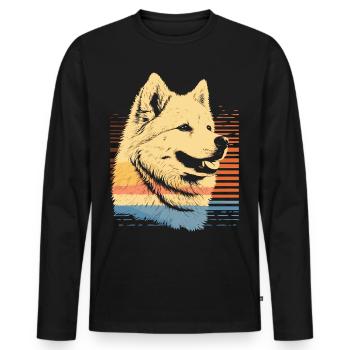 Samoyed Vintage Portrait - Men's Premium Organic Long Sleeve Shirt - black - Front - Nico (187cm)