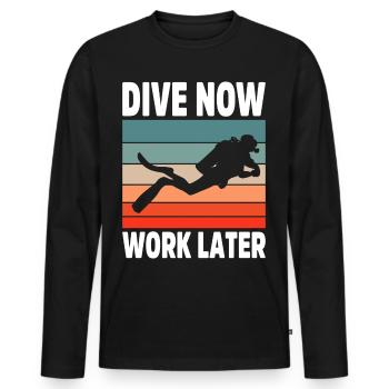 Tauchen Schorcheln Taucher Apnoe Scuba Tauchen - Männer Premium Bio Langarmshirt - Schwarz - Vorne - Nico (187cm)