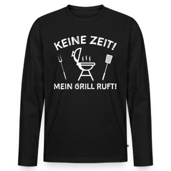 Grillen Sprüche Humor - Männer Premium Bio Langarmshirt - Schwarz - Vorne - Nico (187cm)