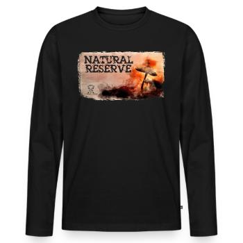 Serie "NATURSCHUTZGEBIET" - Mykene - Männer Premium Bio Langarmshirt - Schwarz - Vorne - Nico (187cm)