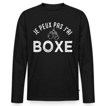 J peux pas j ai boxe Cadeau cool boxe - T-shirt manches longues Premium bio Homme - noir - Devant - Nico (187cm)