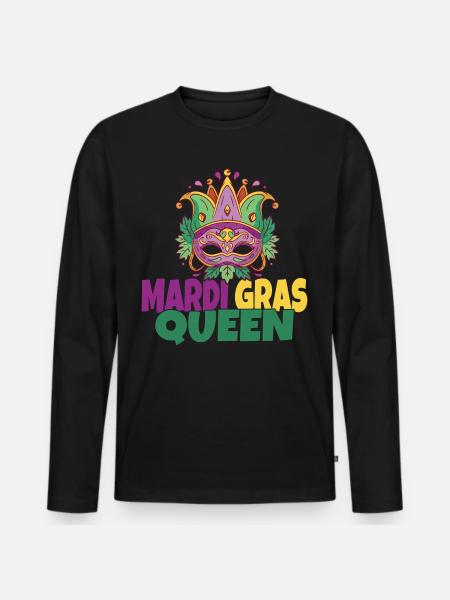 Mardi Gras Queen - Männer Premium Bio Langarmshirt - Schwarz