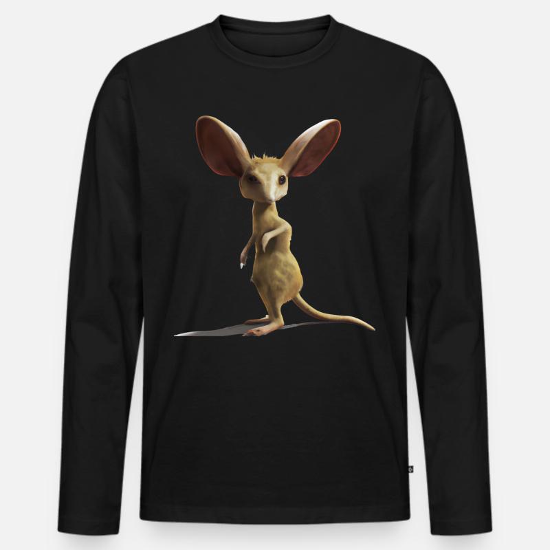 Niedliches Langohr-Jerboa Design - Männer Premium Bio Langarmshirt - Schwarz
