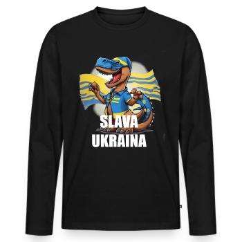 Slava Ukraina - Männer Premium Bio Langarmshirt - Schwarz - Vorne - Nico (187cm)