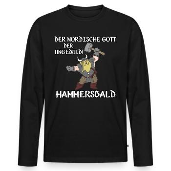 Hammersbald - Männer Premium Bio Langarmshirt - Schwarz - Vorne - Nico (187cm)