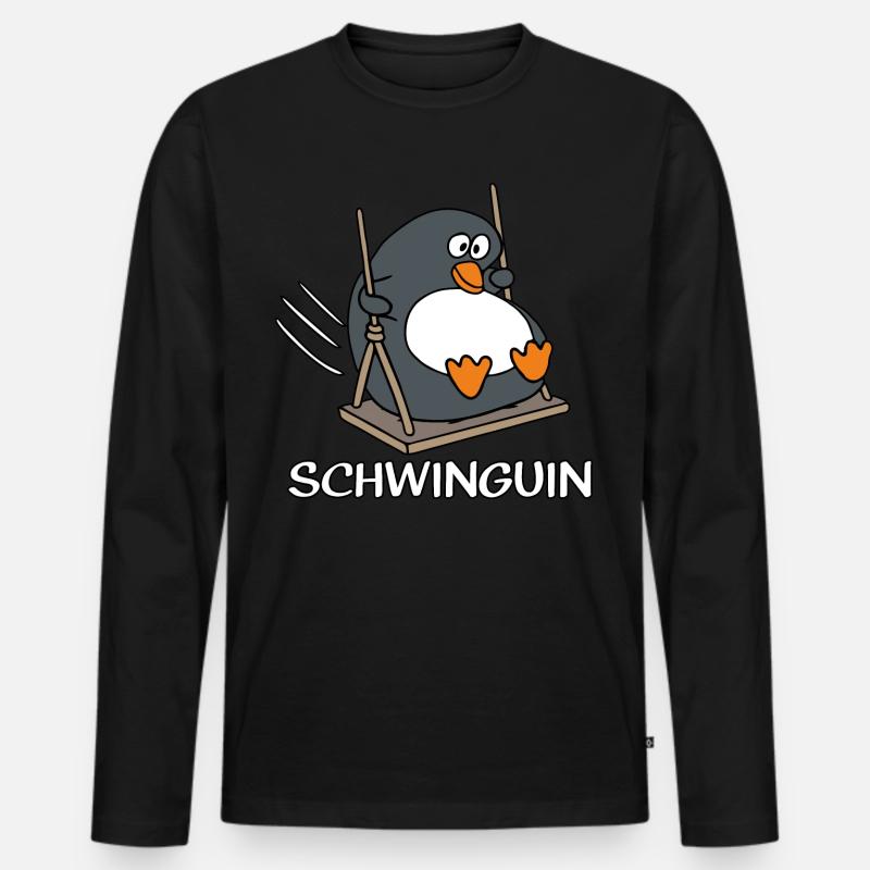 Schwinguin - Männer Premium Bio Langarmshirt - Schwarz