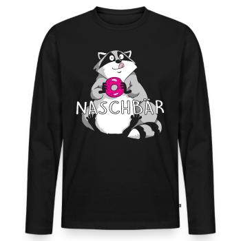 Naschbär - Männer Premium Bio Langarmshirt - Schwarz - Vorne - Nico (187cm)