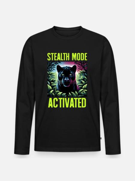 Stealth Mode aktivert Panther Jungle Animal Lover - Premium økologisk langermet T-skjorte for menn - svart