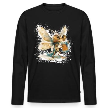 Libellule bière drôle - T-shirt manches longues Premium bio Homme - noir - Devant - Nico (187cm)