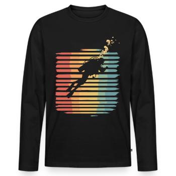 Scuba Diving Diving Diver Vintage - Men's Premium Organic Long Sleeve Shirt - black - Front - Nico (187cm)