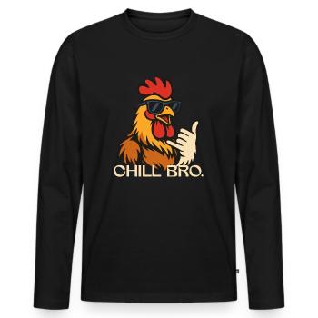 CHILL BRO. - Poulet de Colle avec lunettes de soleil - T-shirt manches longues Premium bio Homme - noir - Devant - Nico (187cm)