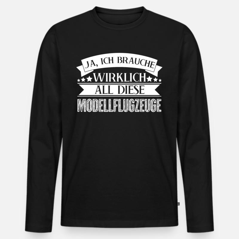 Modellflug Flugzeug Modellbauer - Männer Premium Bio Langarmshirt - Schwarz