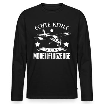 Modellflug Modellflugzeug Modellbauer - Männer Premium Bio Langarmshirt - Schwarz - Vorne - Nico (187cm)