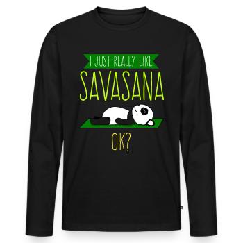 Savasana Panda Panda Bear Yoga - Men's Premium Organic Long Sleeve Shirt - black - Front - Nico (187cm)