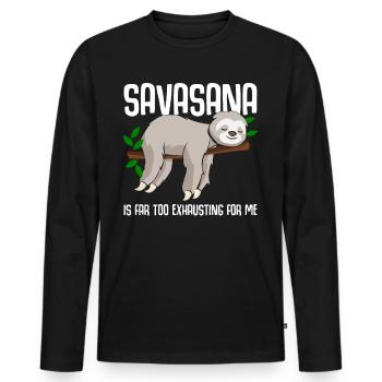 Savasana Sloth Yoga - Men's Premium Organic Long Sleeve Shirt - black - Front - Nico (187cm)