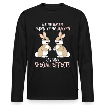 Hasen Hase Kaninchen - Männer Premium Bio Langarmshirt - Schwarz - Vorne - Nico (187cm)