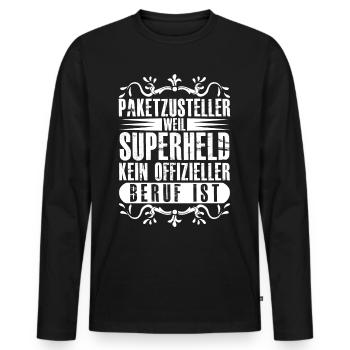 Paketzusteller Superheld Paketbote - Männer Premium Bio Langarmshirt - Schwarz - Vorne - Nico (187cm)