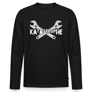 Katastrophe Spruch Werkzeug Mechaniker - Männer Premium Bio Langarmshirt - Schwarz - Vorne - Nico (187cm)