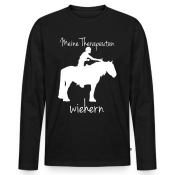 Irish Tinker Pferde Therapie Reiten - Männer Premium Bio Langarmshirt - Schwarz - Vorne - Nico (187cm)