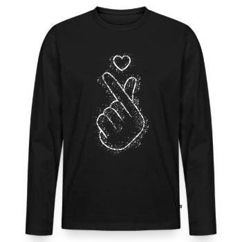 Kpop Saranghae Finger Herz K-Pop - Männer Premium Bio Langarmshirt - Schwarz - Vorne - Nico (187cm)