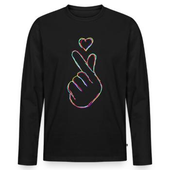 Kpop Fingers Korean Popmusik K-Pop - Männer Premium Bio Langarmshirt - Schwarz - Vorne - Nico (187cm)