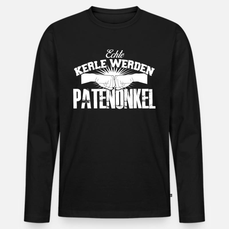 Patenonkel Pate Taufpate Spruch Onkel - Männer Premium Bio Langarmshirt - Schwarz