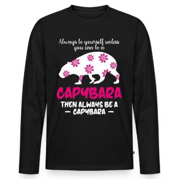 Capybara Disant Capybara Capybaras - T-shirt manches longues Premium bio Homme - noir - Devant - Nico (187cm)