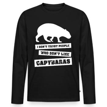 Capybara Blagues Capybara Capybaras - T-shirt manches longues Premium bio Homme - noir - Devant - Nico (187cm)