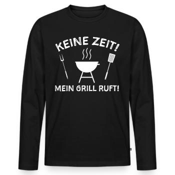 Grillen Sprüche Grillbesteck - Männer Premium Bio Langarmshirt - Schwarz - Vorne - Nico (187cm)