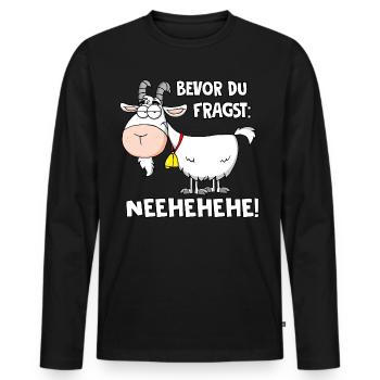 Bevor du fragst - Männer Premium Bio Langarmshirt - Schwarz - Vorne - Nico (187cm)