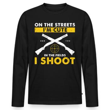 Funny Duck Hunting Design Hunter Hunting Duck Design - Men's Premium Organic Long Sleeve Shirt - black - Front - Nico (187cm)