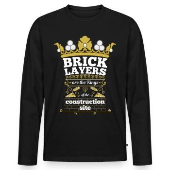les maçons sont les rois du site de construction - T-shirt manches longues Premium bio Homme - noir - Devant - Nico (187cm)