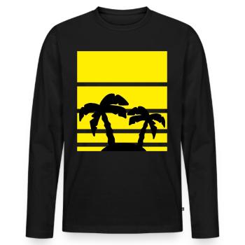 Palm Vacation Beach Pattern - Men's Premium Organic Long Sleeve Shirt - black - Front - Nico (187cm)