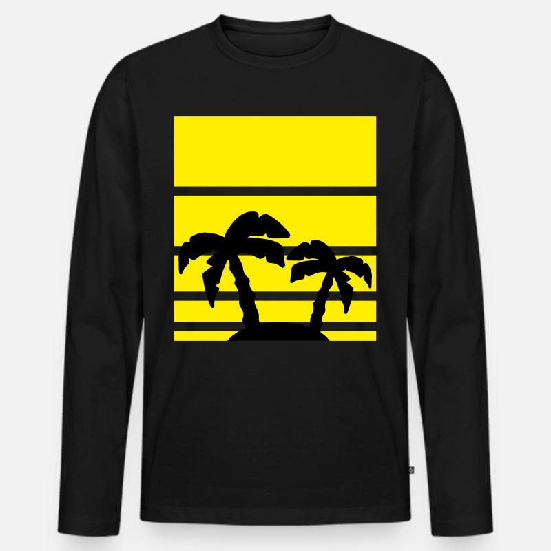 Palm Vacation Beach Pattern - T-shirt manches longues Premium bio Homme - noir