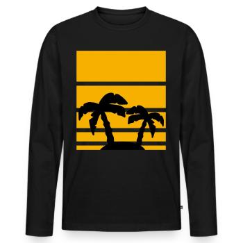 Palm Vacation Beach Pattern - Men's Premium Organic Long Sleeve Shirt - black - Front - Nico (187cm)