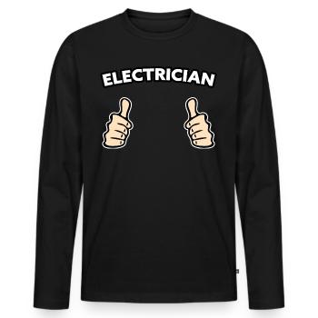 Electrician profession gift idea - Men's Premium Organic Long Sleeve Shirt - black - Front - Nico (187cm)
