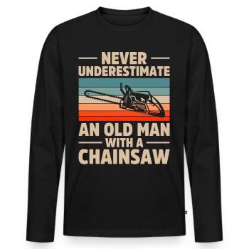Idée cadeau de tronçonneuse Fabrication de bois Bûcherons - T-shirt manches longues Premium bio Homme - noir - Devant - Nico (187cm)