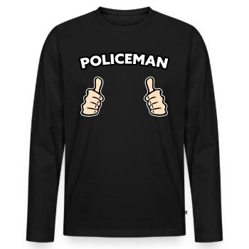 Polizist Beruf Geschenkidee - Männer Premium Bio Langarmshirt - Schwarz - Vorne - Nico (187cm)